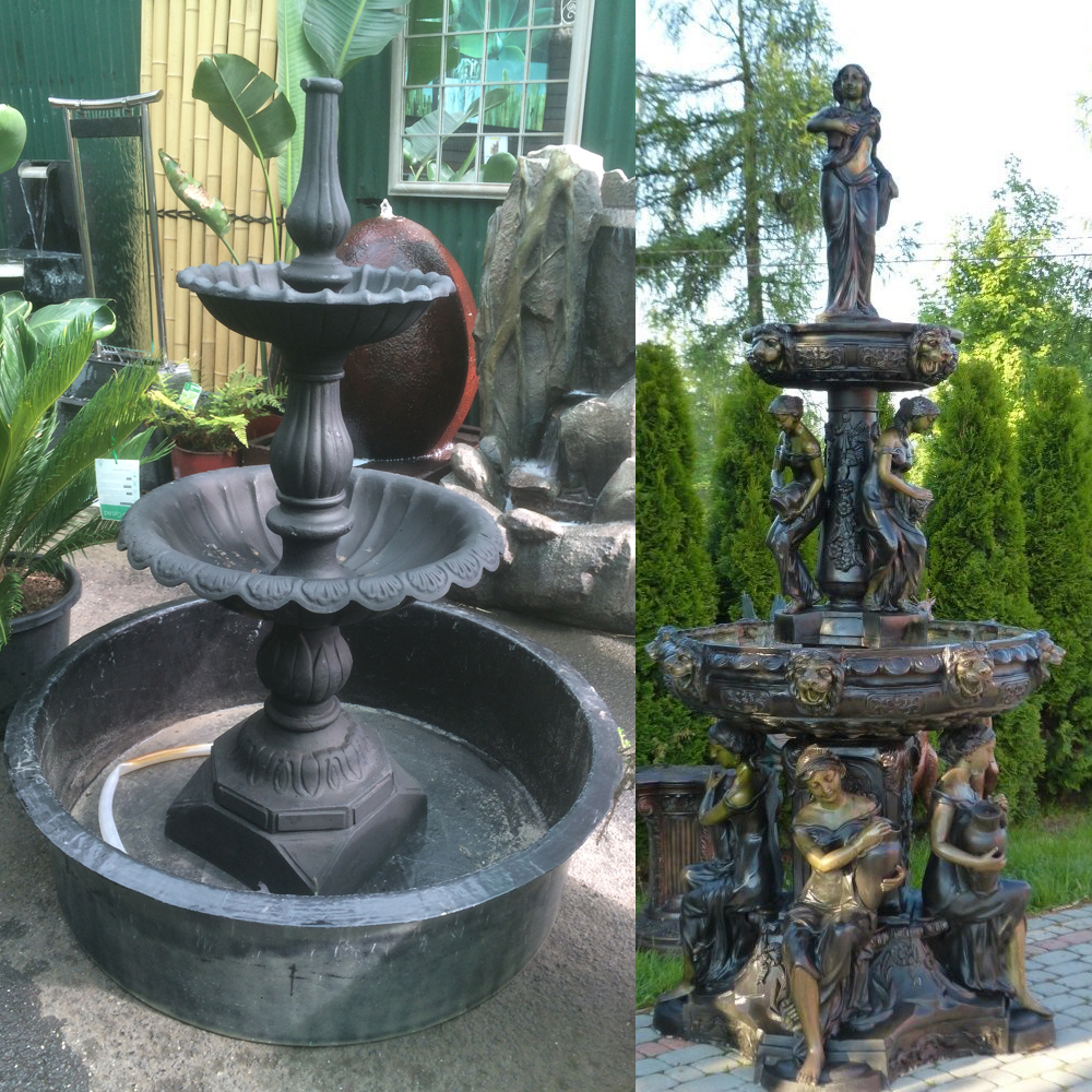 bronze garden decorative double lady fountain